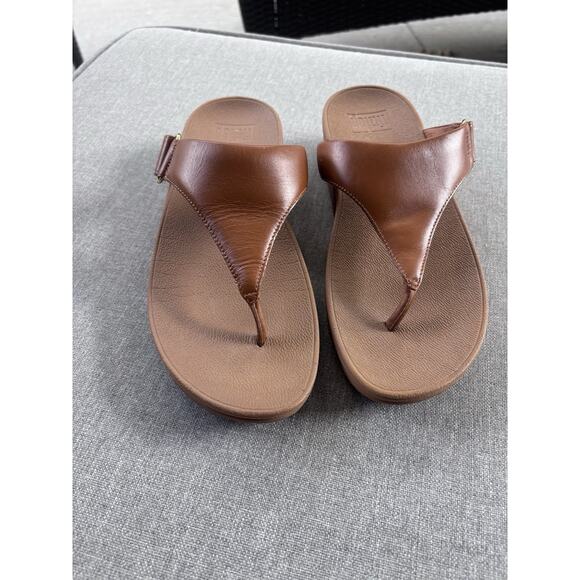 Fitflop Women's LuLu Leather Toepost Thong sandals AD3-592 Light Tan US Women 8 - Picture 4 of 9